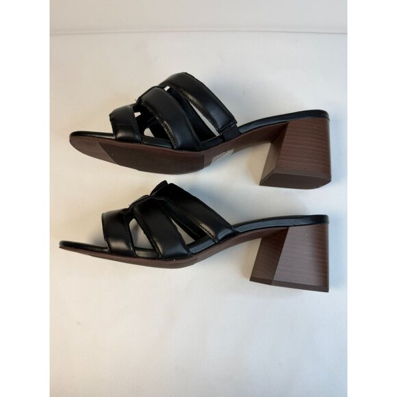 Torrid Womens Size 9.5WW Black Leather Block Heel Sandals Mule Dressy Casual - Picture 6 of 13